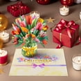 thumbnail image 4 of CNLITIHEKA Tulips Pop Up Flower Bouquet Cards, Flower Bouquet Popup Greeting Cards, Teacher's Day Card, Mother's Day Card, with Blank Note Card and Envelope, Get Well Soon Cards, All Occasions., 4 of 6