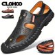 thumbnail image 3 of Sandalias de cuero para hombre, costuras duraderas hechas a mano, zapatos antideslizantes para uso en interiores/exteriores/playa, 3 of 4
