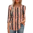 thumbnail image 1 of YUGYXL Chemises à Manches 3/4 pour Femmes 2025 Mode T-Shirts Graphiques à Fleurs Col Rond devant Blouses à Volants T-Shirts de Vacances Liquidation E Multicolore TG, 1 of 9