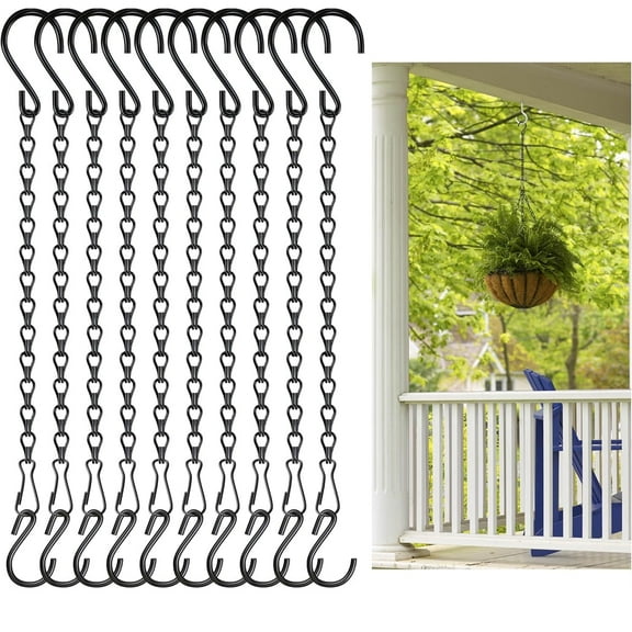 Tutuviw Black Hanging Chains,10 Pcs 10" Garden Plant Hooks,Hanging Basket Chain for Hanging Bird Feeders Billboards Chalkboards Lanterns,Wind Chimes and Decorative Ornaments
