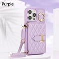 thumbnail image 2 of Compatible with iPhone 16 Pro Max Wallet Case, Crossbody PU Leather Detachable Adjustable Strap Wristlet with Card Holder Magnetic Clasp Kickstand Finger Ring Case for iPhone 16 Pro Max, Purple, 2 of 11
