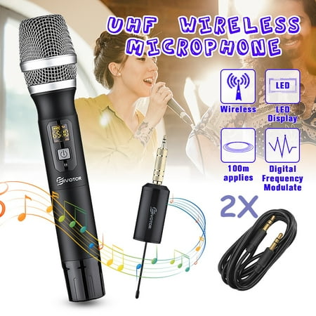 Dual Channel Rechargeable Wireless Microphone 2PCS Wireless Handheld Dual Microphone System UHF 25 Channel Rechargeable Receiver ()