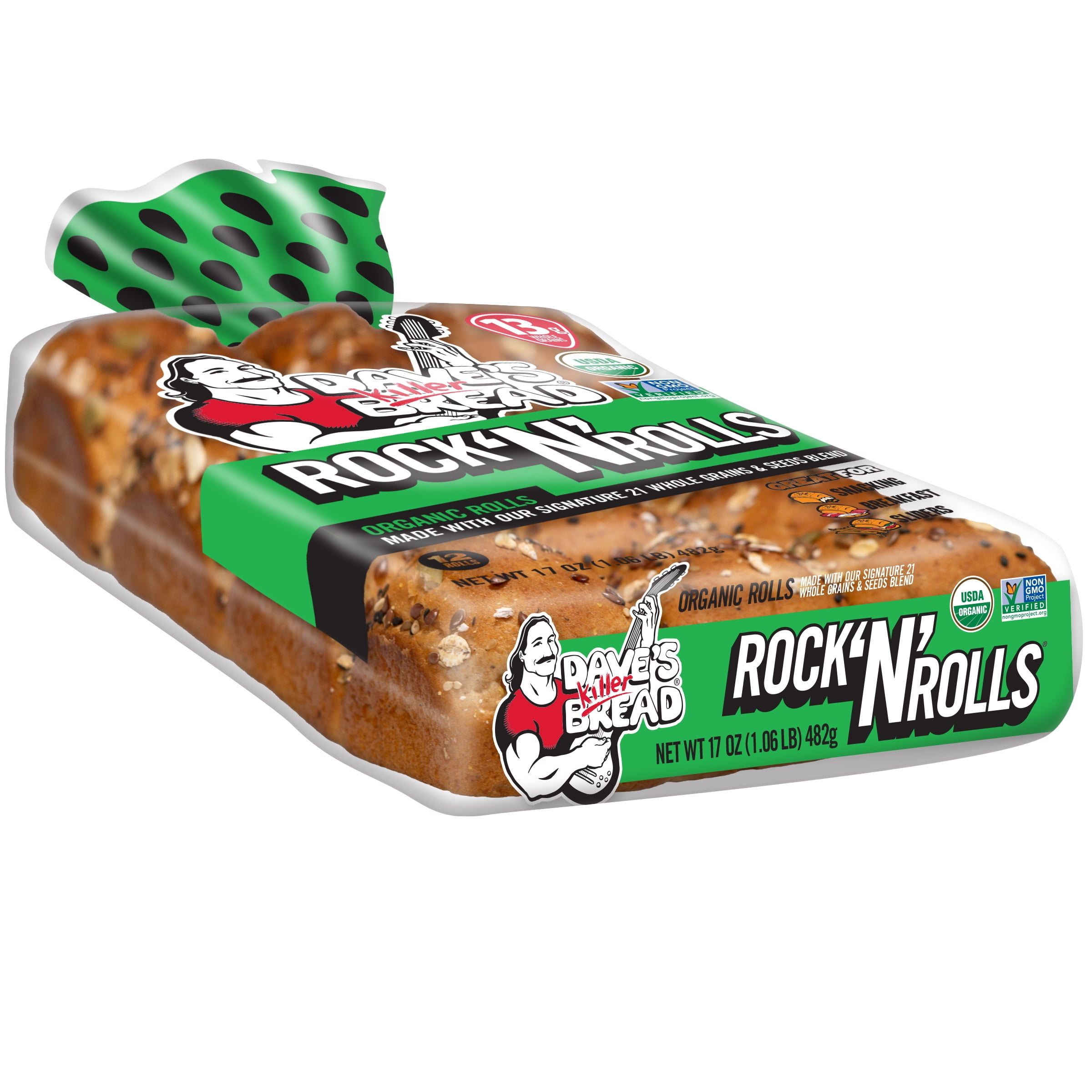 Dave’s Killer Bread Rock 'N' Rolls, Organic Snack, Slider, Breakfast Rolls, 12 Count