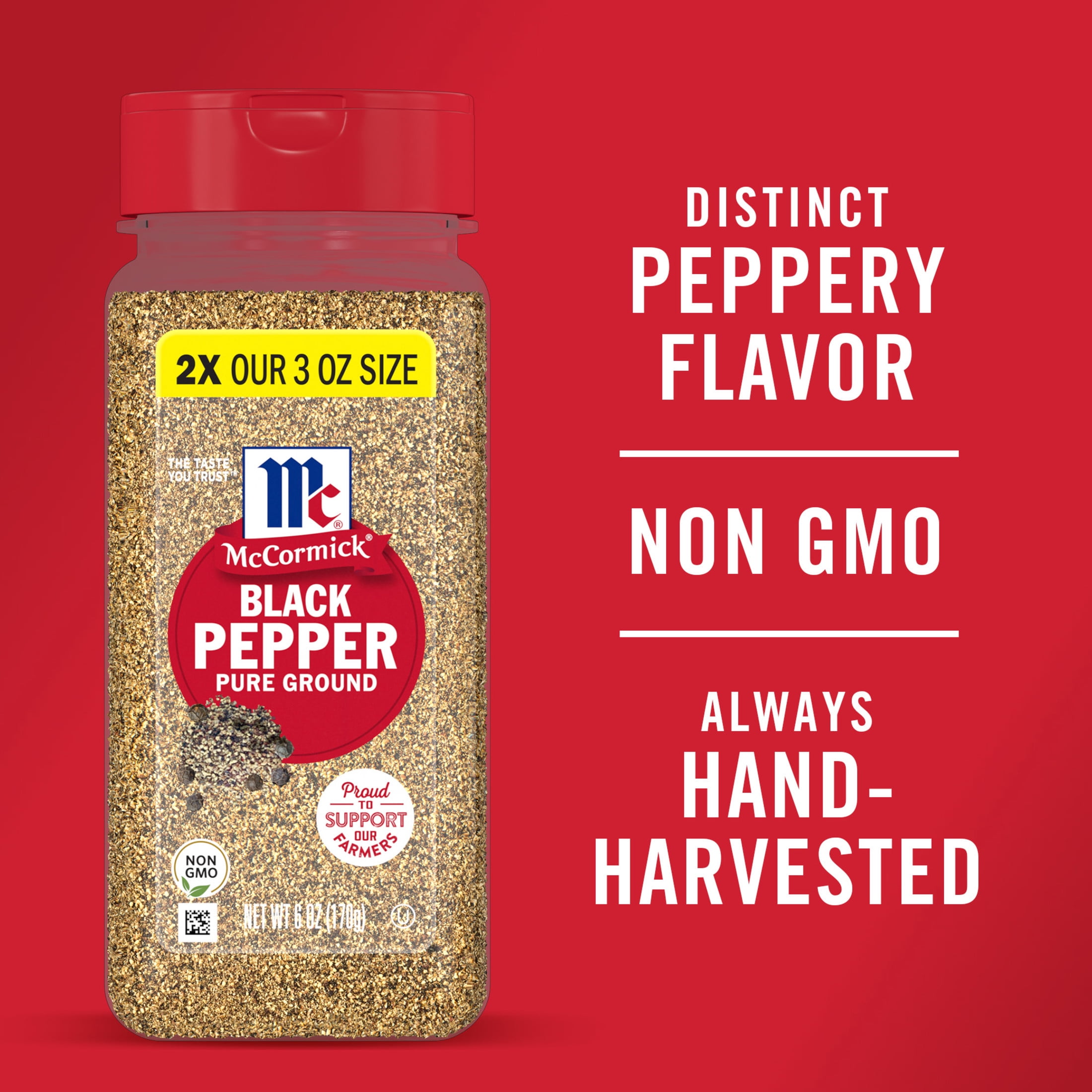 (6 pack) McCormick Kosher Pure Ground Black Pepper, 6.0 oz Bottle