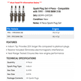 thumbnail image 2 of Spark Plug Set 4 Piece - Compatible with 1991 - 1998 BMW 318i 1992 1993 1994 1995 1996 1997, 2 of 2