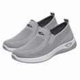 thumbnail image 4 of Floleo Women's Slip-On Hollow Knit Mesh Walking Shoes, Round Toe Cushioned Curved Midsole Footwear, Six Solid Tone Non-Slip Breathable Daily Casual Loafers(Gray,7), 4 of 6