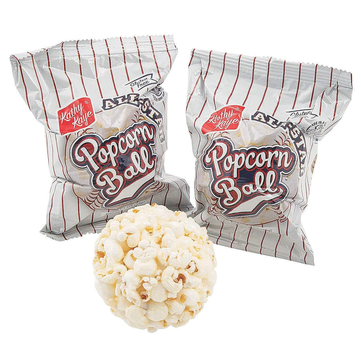 Fun Express Baseball Popcorn Balls, 18 Pieces, Sweet and Salty