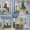 thumbnail image 5 of Navy Blue Stripe Outdoor Curtains for Patio Waterproof,Windproof Privacy Curtains with Weighted Bottom,Geometric Grey White Vertical Striped Outside Drapes for Picnic Garage Yard 54"x95" 2 Panel, 5 of 8