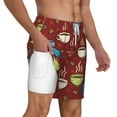 thumbnail image 3 of Picia Coffee Cups pattern Mens Swim Trunks with Compression Liner Stretch Beach Shorts Quick Dry with Zipper Pockets No-Chafing Board Shorts-Medium, 3 of 9