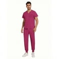 thumbnail image 6 of New Multicolor Two Pcs Set Men's Scrub Suit Nurse Uniform V Neck Short Sleeve Scrub Top Jogging Pants Work Clothes Doctor, 6 of 7