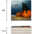 thumbnail image 3 of FMSHPON Halloween Black Cat Pumpkin Set of 4 Coaster for Drinks, Absorbent Ceramic Stone Coasters Cup Mat with Cork Base for Home Kitchen Room Coffee Table Bar Decor, 3 of 4