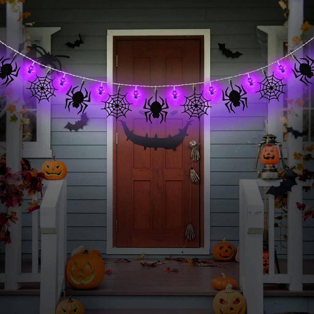 Halloween String Lights Decoration Battery Operated LED Spider String