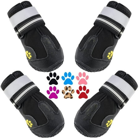 Dog Shoes for Large Dogs  Medium Dog Boots & Paw Protectors for Winter Snowy Day  Summer Hot Pavement  Waterproof in Rainy Weather  Outdoor Walking  Indoor Hardfloors Anti Slip Sole Black Size 8