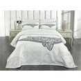 thumbnail image 3 of Ambesonne Fishing Quilted Bedspread Set 3 Pcs, Big Fish Oriental, King Size, Pale Grey Charcoal Grey, 3 of 5