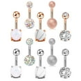thumbnail image 2 of Ruanlalo Navel Ring,5/10Pcs Women Faux Opal Inlaid Belly Button Navel Rings Body Piercing Jewelry, 2 of 6