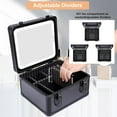 thumbnail image 3 of Makeup Box with Led Mirror,Travel Train Hard Case with Rechargeable Lighted Mirror Adjustable Dividers,Cosmetic Organizer Storage Bag for Makeup Artists,Appropriate Gift for Women and Girls,Black, 3 of 7