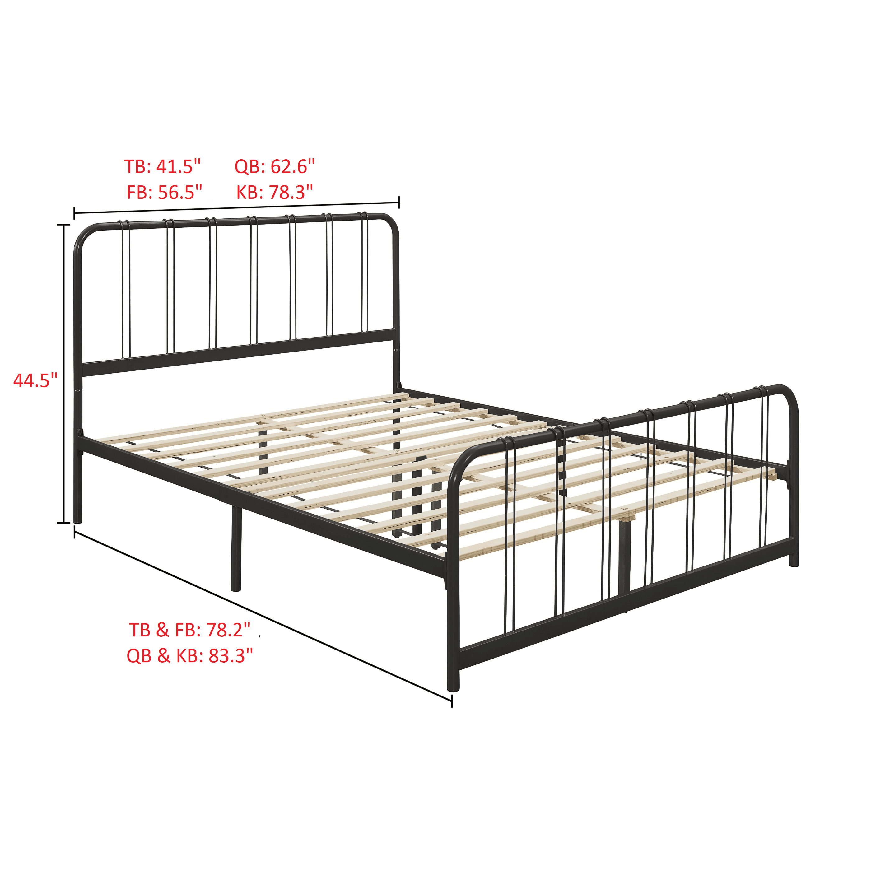Home Design Debra King Metal Platform Bed Frame with Sturdy Frame and Openwork Design, Black, Easy Assembly
