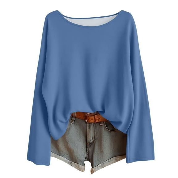 Women's Off The Shoulder Tops Sexy Long Sleeve Shirts Oversized Fashion Casual Batwing Blouse Pullover Tunic Tops