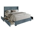 thumbnail image 4 of Home Design Rochester Full Upholstered Storage Platform Bed Frame with Wingback Headboard and Four Under-Drawers, Blue, Easy Assembly, 4 of 5