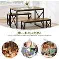 thumbnail image 6 of VECELO 43.3" Modern 3-Piece Dining/Kitchen Table Set with 2 Benches, Sturdy Metal Frame and MDF Board, Brown, 6 of 10