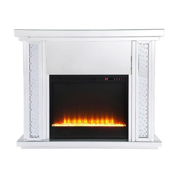 47.5 in. Crystal mirrored mantle with crystal insert fireplace