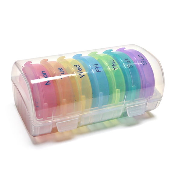 Colorful waterproof seven-day round 21-compartment medicine box portable portable medicine box - style1