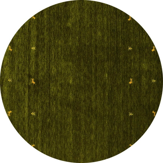 Ahgly Company Indoor Round Abstract Yellow Contemporary Area Rugs, 7' Round