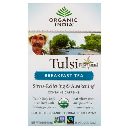 Organic India Tulsi Saint Basile Petit déjeuner Thé, 1,08 oz, 6 pack