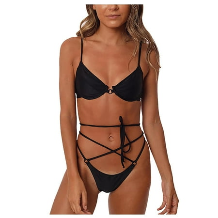 

Women s Split Swimsuit Color Bikini Beach Thin Temperament Swimwears Tankinis Set Bikini Sports Bra Top