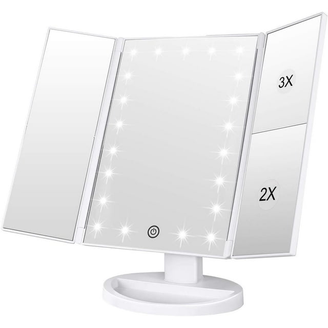Miroir de Maquillage Vanity x/x/x Miroir de Maquillage TriFold avec Lumières LED et Écran Tactile Réglable Miroir Éclairé Miroirs de Maquillage pour Femmes