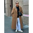 thumbnail image 5 of Abrigos largos de lana con solapa para mujer, abrigo holgado de doble botonadura con bolsillos, ropa de calle elegante para mujer, moda de otoño, nuevo, 5 of 5