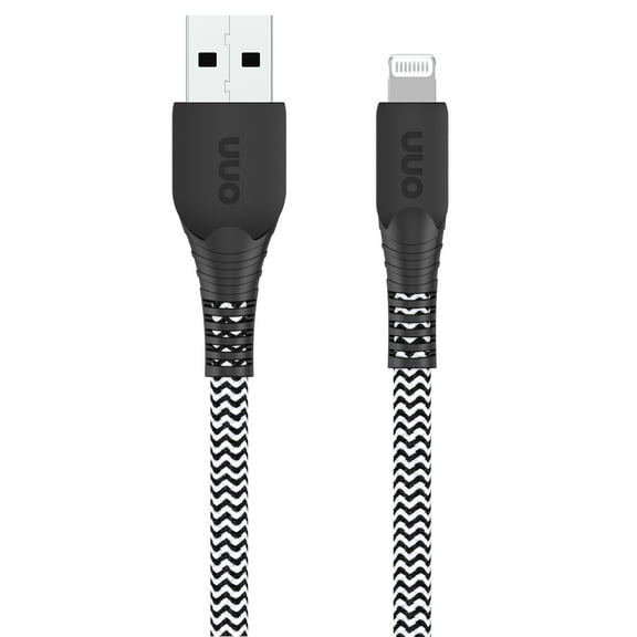 onn 10ft Lightning to USB-A Braided Charging Cable, MFI certified, Black - Compatible with iPhone 14/13/12/11/X/XR/XS/8/7/6/5, iPad, Airpods and more