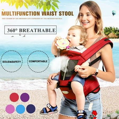 Ergonomic Baby Carrier with Hip Seat for All Seasons, 6 Comfortable & Safe Positions for Infant & Toddlers Front Pouch Waist