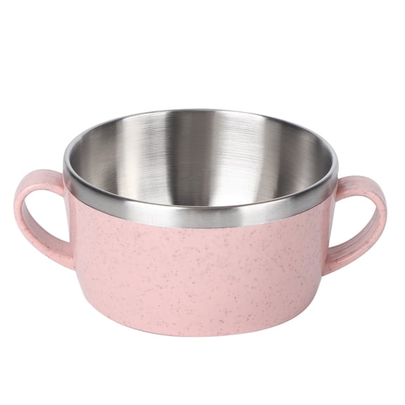 Portable 304 Stainless Steel Pink Baby Kids Food Bowl - Ideal for Salads and Meals, Durable and Safe Tableware for Children