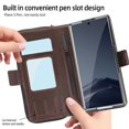 thumbnail image 4 of Allytechgroup Phone Case for Samsung Galaxy Z Fold 6 Multi-Functional Galaxy Z Fold6 Case Cover with Stylus Pen, Card Slots, Zipper Pocket, Handle Design Stand RFID Blocking & Wrist Strap, Coffee, 4 of 10