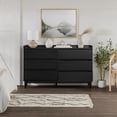 thumbnail image 5 of Walker Edison 33” Mid-Century Modern Groove Handle 6-Drawer Wood Dresser, Black, 5 of 27