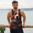 thumbnail image 6 of Gukieu Cute Maple Leaf Puppy Print Men's Quick Dry Fitness Vest, Round Neck Sleeveless Fitness Bodybuilding Top-Large, 6 of 7