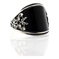 thumbnail image 1 of Anillo de patrón grabado punk vintage negro Joyería de moda, 1 of 5