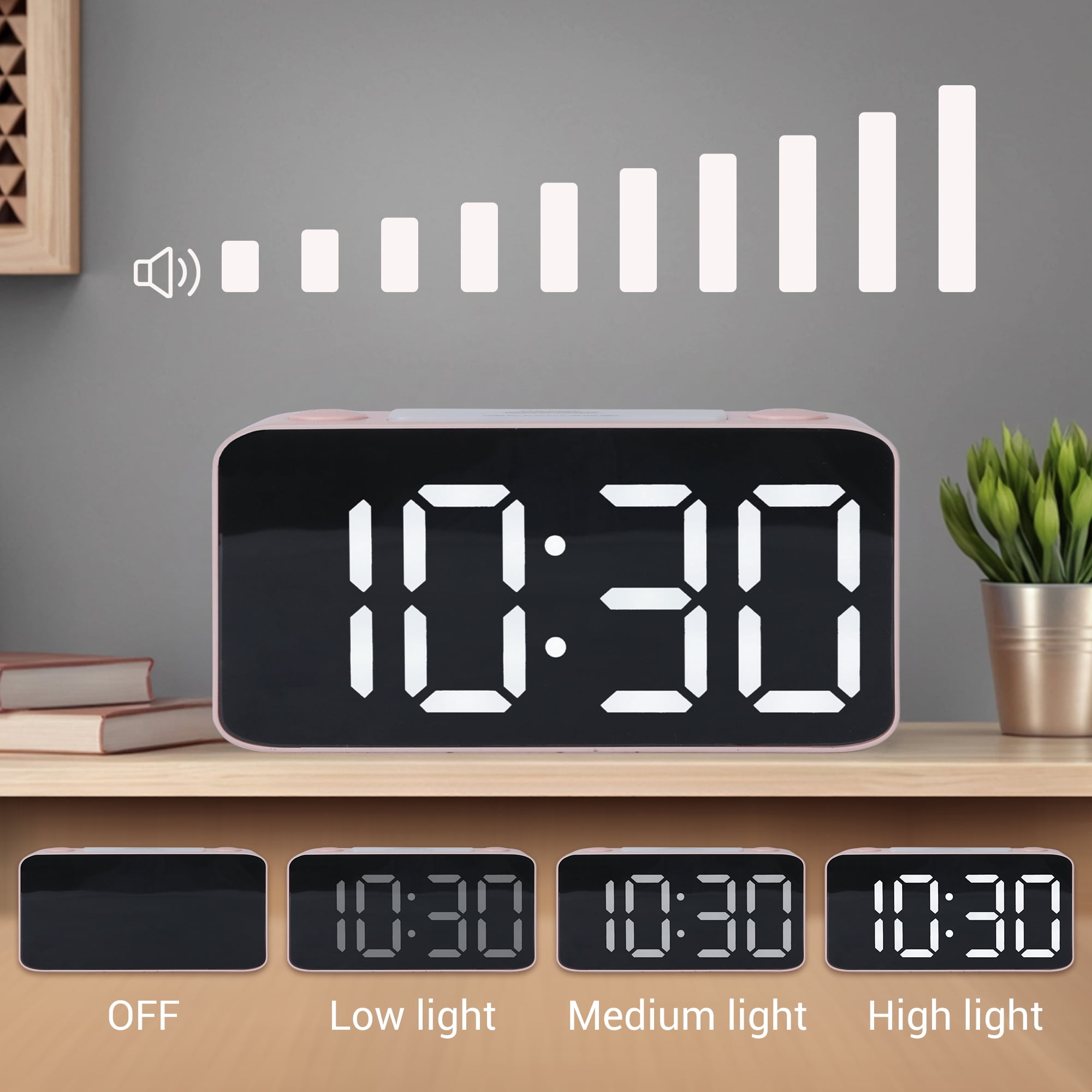 Unique Bargains Adjustable Brightness Digital Alarm Clock Blue 6.5"L x 1.77"W x 3.14"H