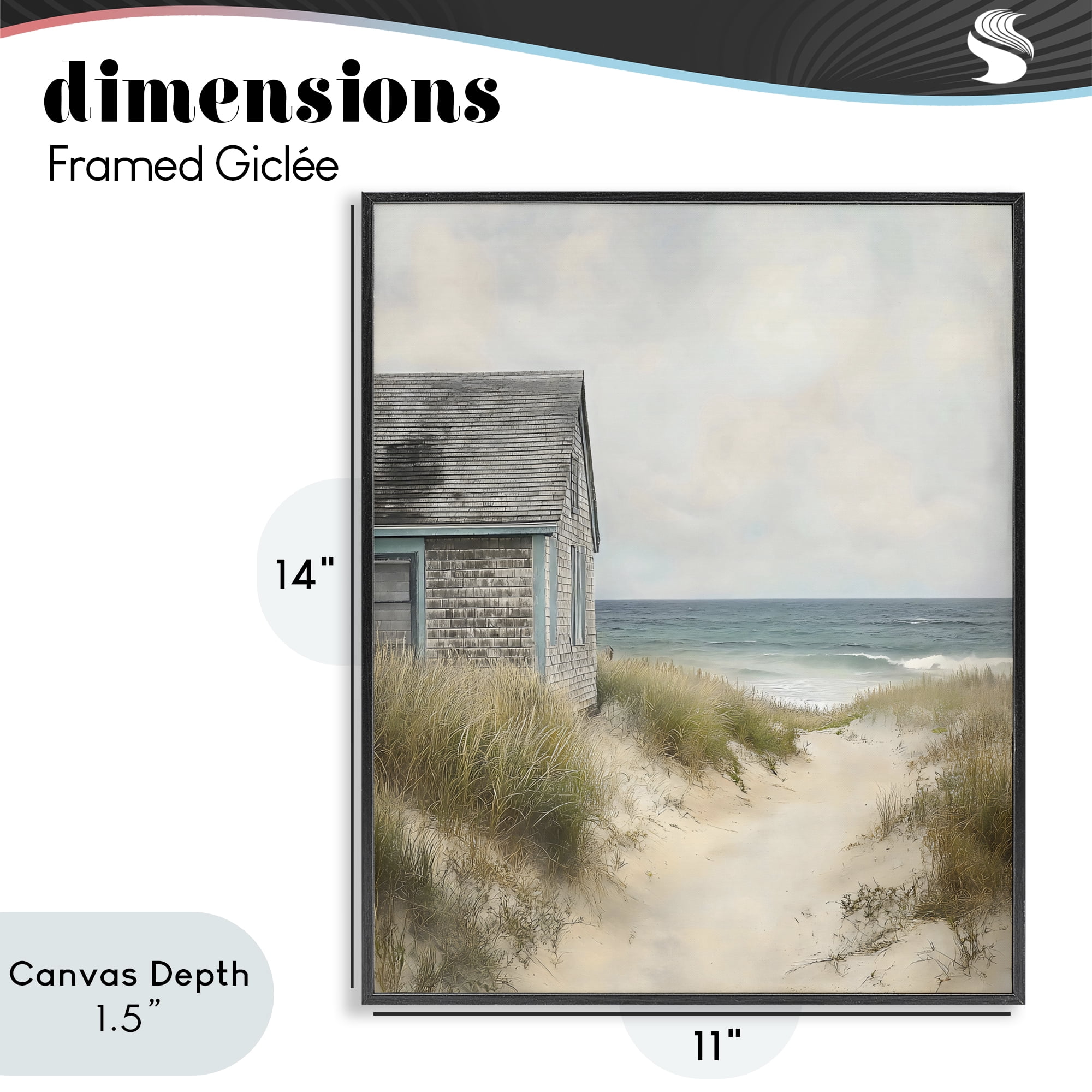Stupell Industries Oceanfront Cottage on Dune Path Black Framed Giclee Art, design by Creative Studio