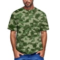 thumbnail image 2 of Mens Workout Shirts Big And Tall Short Sleeve Crewneck Camouflage T-Shirts Causal Stylish Camo Pullover Top Tees,Army Green L, 2 of 6