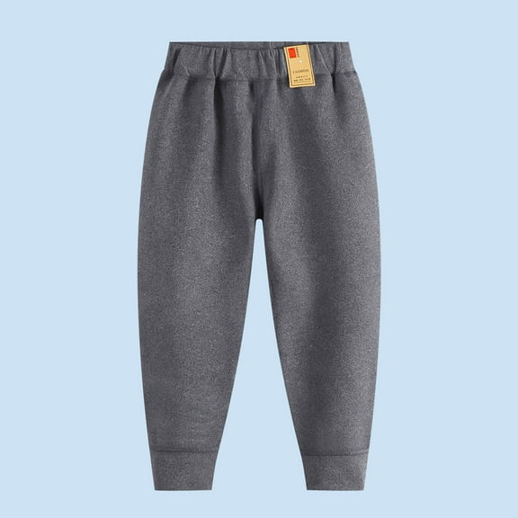 Delliss Girls' Trendy Fleece Sweatpants Loose Taper Sports Pants Gray 7-8Years