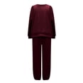 thumbnail image 6 of Plus Size 2pcs Outfits for Women Clearance Women's Fashion Casual Color Oversized Sleeve Lounge Sets Casual Tops And Pants 2 Piece Outfits Sweatsuit, 6 of 7