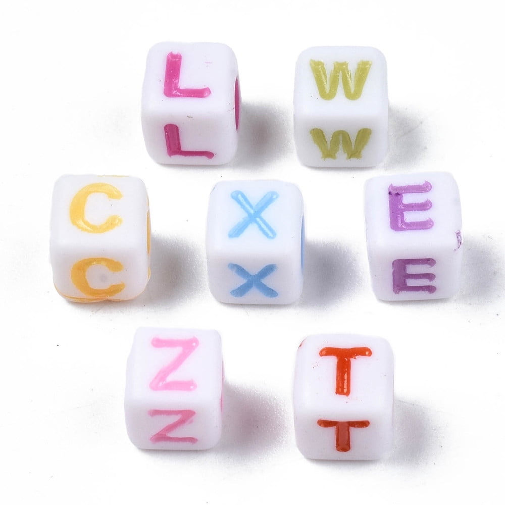 500gs Opaque Acrylic Beads Cube with Alphabet Random Mixed Letters 6x6x6mm Hole: 3mm about 2995pcs/500g DIY
