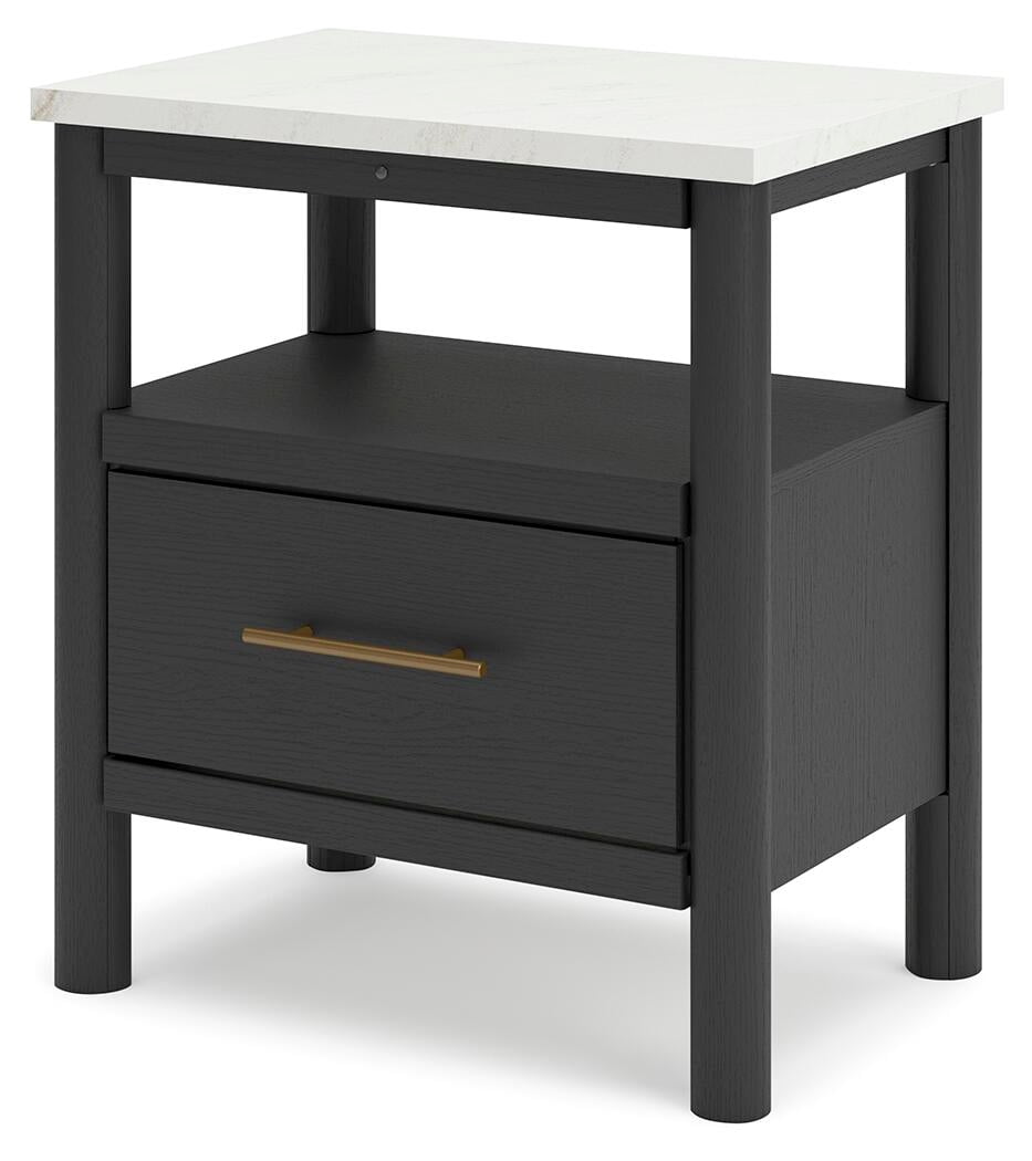 Signature Design by Ashley Cadmori Nightstand with Light and Wireless Charging, Black/White