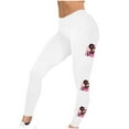 thumbnail image 2 of Breast Cancer Print Pants for Women Awareness Pink Ribbon Print Soft Trousers High Waist Workout Tights Yoga Leggings,White 11,S, 2 of 5