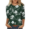 thumbnail image 1 of YanHoo Hauts à Manches 3/4 pour Femmes Grande Taille Col Rond Coupe Ample T-Shirts Graphiques pour Femmes Cadeaux Fête des Mères, 1 of 5