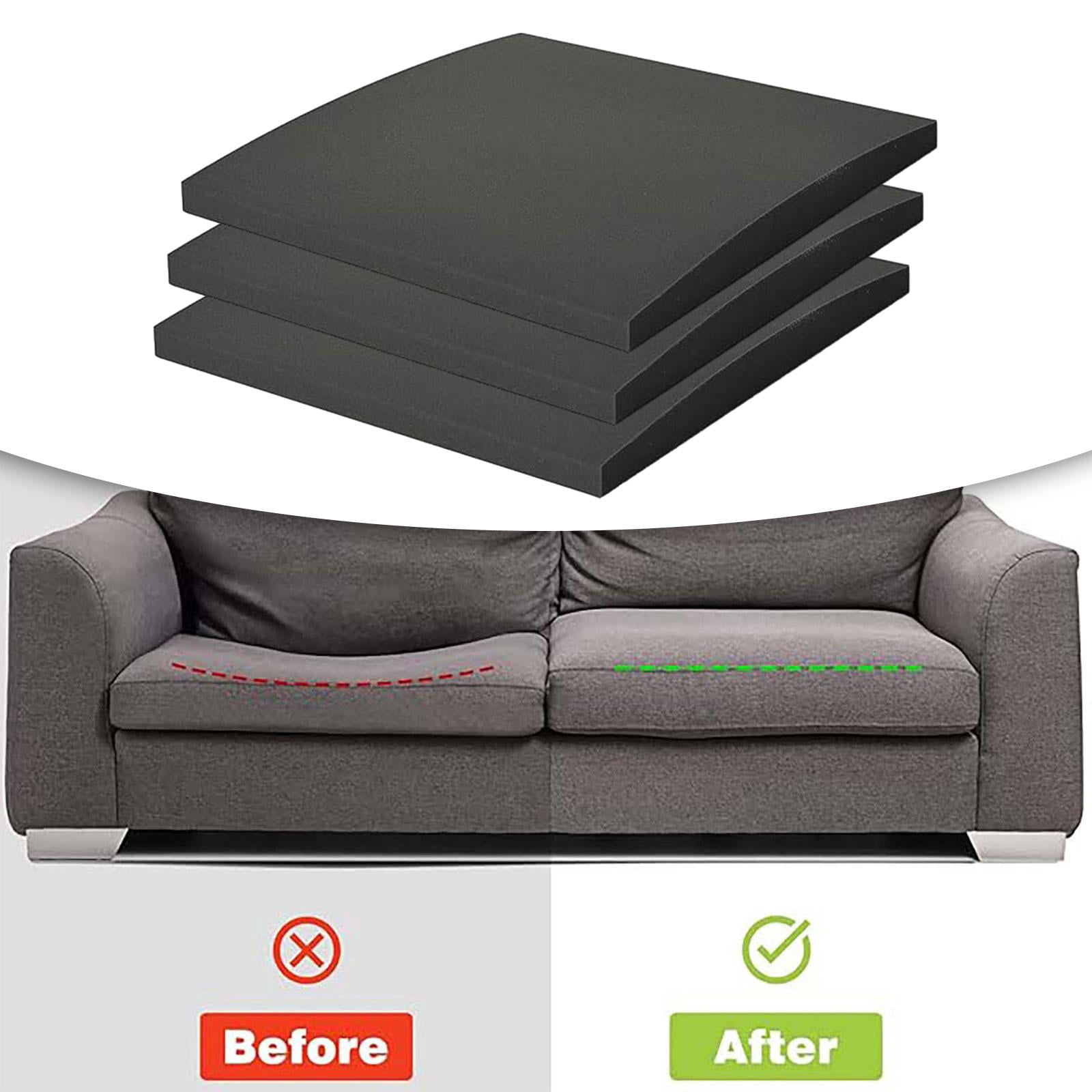 Fancyes 3 Pieces Couch Cushion Support for Sagging Seat Anti Slip Curved Sofa Cushion Support Insert Sponge Pad for Sectional Chair Black hardness 70
