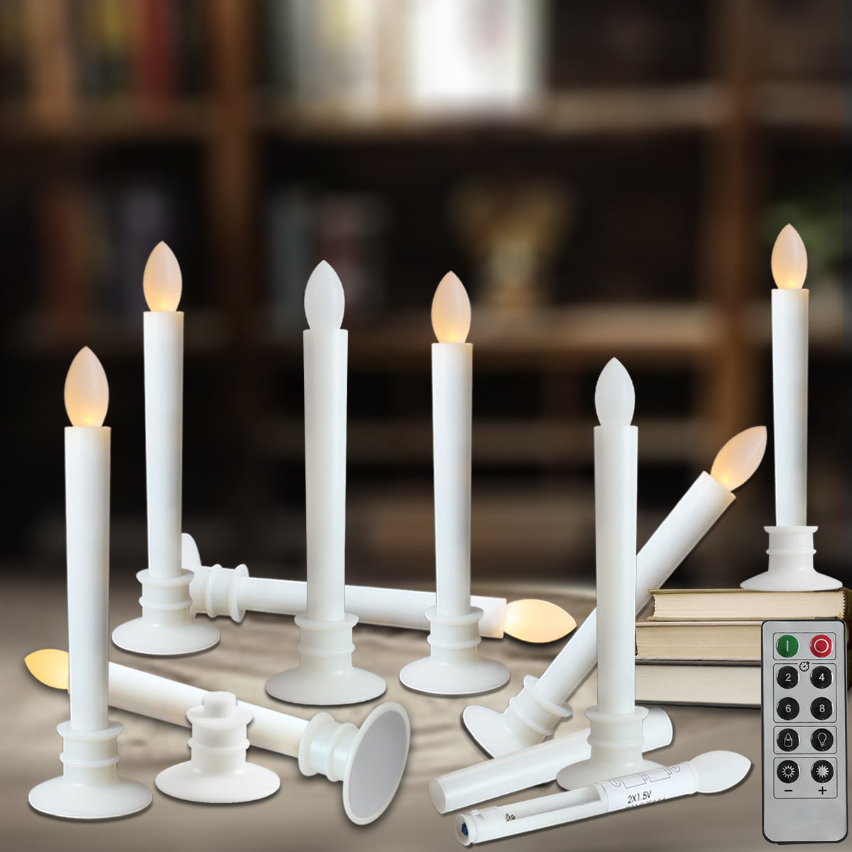 Flameless Taper Candles with Remote and Timer Electric Window Candles