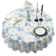 thumbnail image 1 of Nappe Ronde de Printemps à Motif de Marguerites, Housse de Table Sans Plis en Polyester, Nappe Ronde Imperméable et Réutilisable pour Pâques, Anniversaire, Pique-Nique, Mariage (Ronde, 60x60 Pouces), 1 of 6